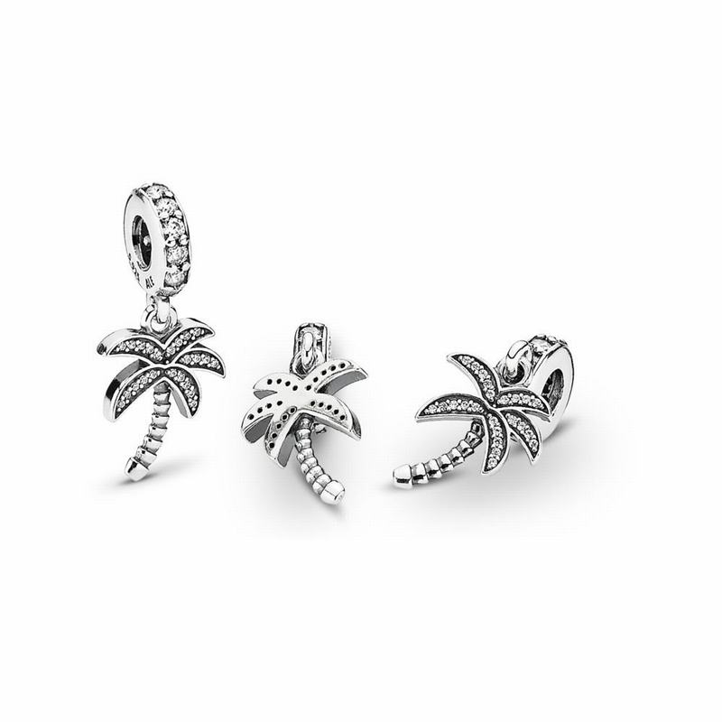 Pandora Sparkling Palm Tree Dangle Charm Ireland - Sterling Silver/Cubic Zirconia - 317248HRX